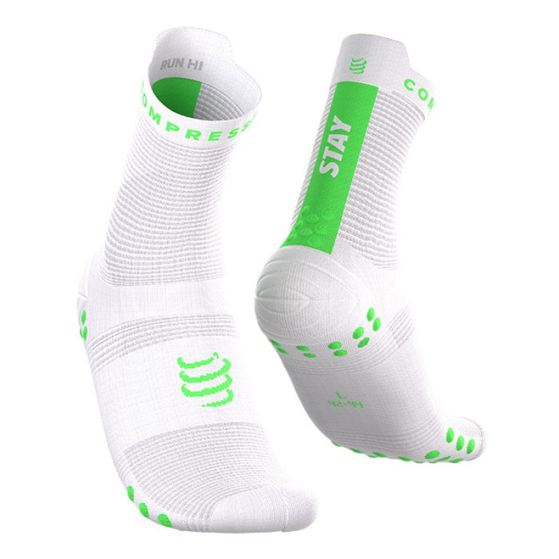 MEIAS PRO RACING SOCKS V4.0 RUN HIGH STAY BEHIND NEON GREEN