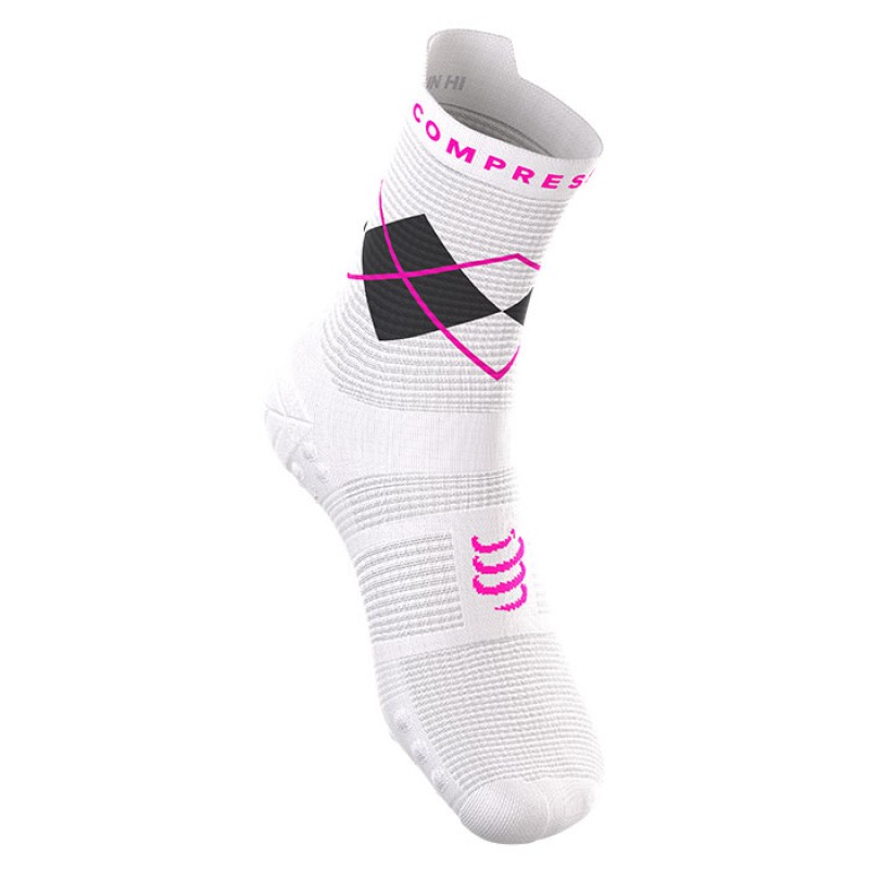 MEIAS PRO RACING SOCKS V4.0 RUN HIGH DIAMOND NEON PINK