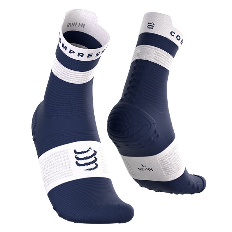 MEIAS PRO RACING SOCKS V4.0 RUN HIGH PEACOAT/WHITE