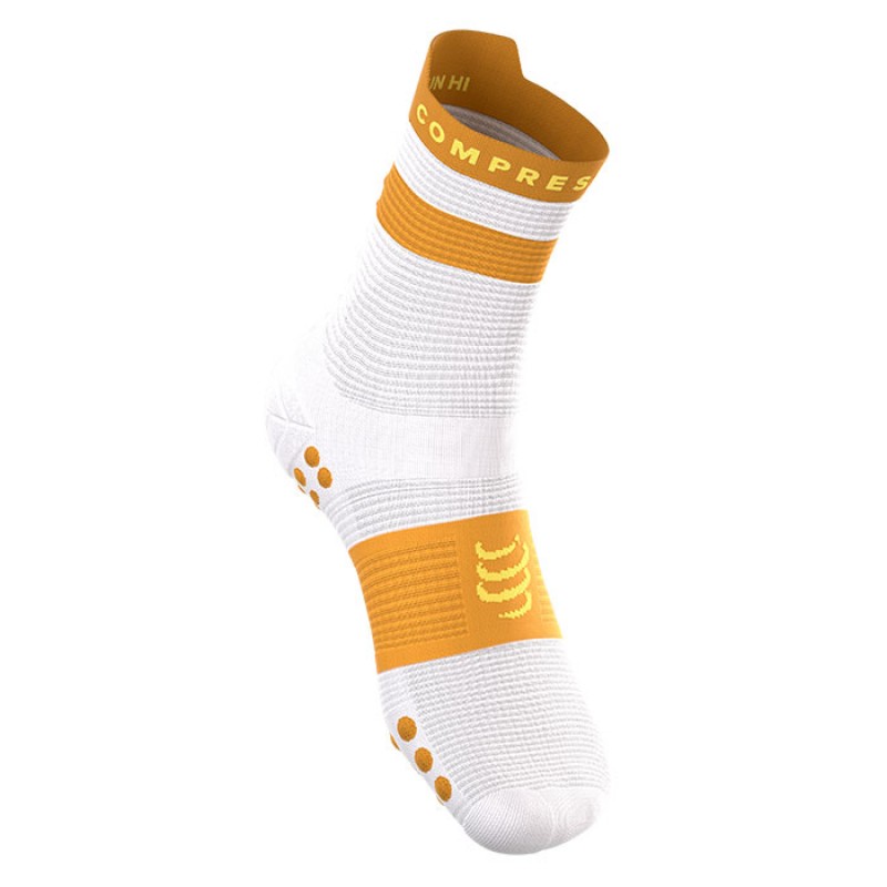 MEIAS PRO RACING SOCKS V4.0 RUN HIGH WHITE/SUNFLOWER