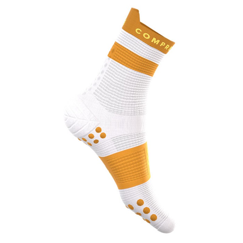 MEIAS PRO RACING SOCKS V4.0 RUN HIGH WHITE/SUNFLOWER