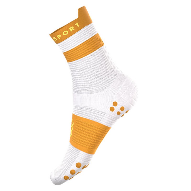 MEIAS PRO RACING SOCKS V4.0 RUN HIGH WHITE/SUNFLOWER