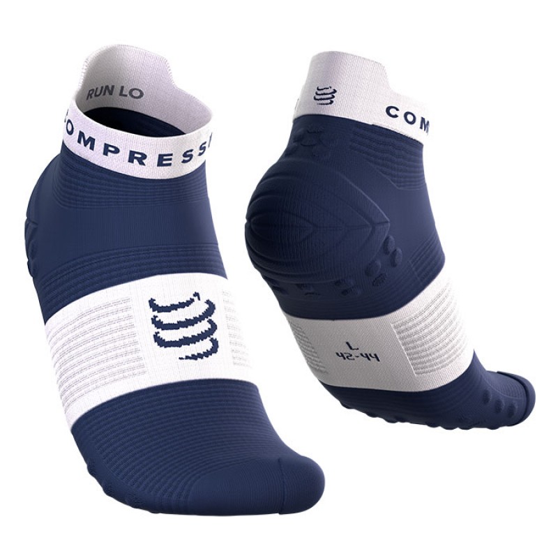 MEIAS PRO RACING SOCKS V4.0 RUN LOW PEACOAT/WHITE