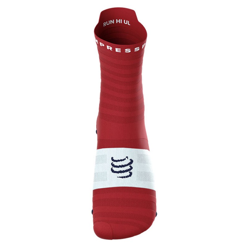 MEIAS PRO RACING SOCKS V4.0 ULTRALIGHT RUN HIGH POMPEIAN RED/WHITE