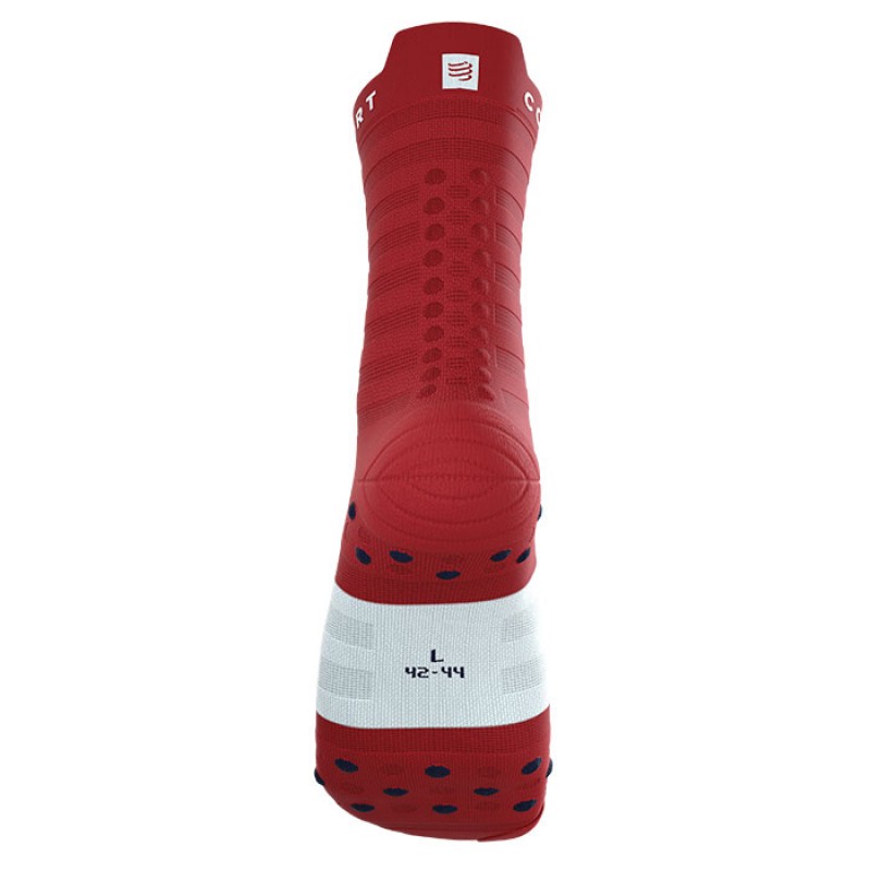 MEIAS PRO RACING SOCKS V4.0 ULTRALIGHT RUN HIGH POMPEIAN RED/WHITE