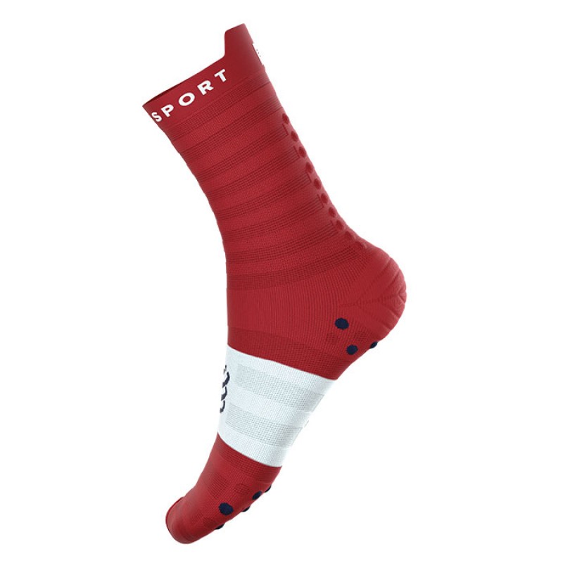 MEIAS PRO RACING SOCKS V4.0 ULTRALIGHT RUN HIGH POMPEIAN RED/WHITE