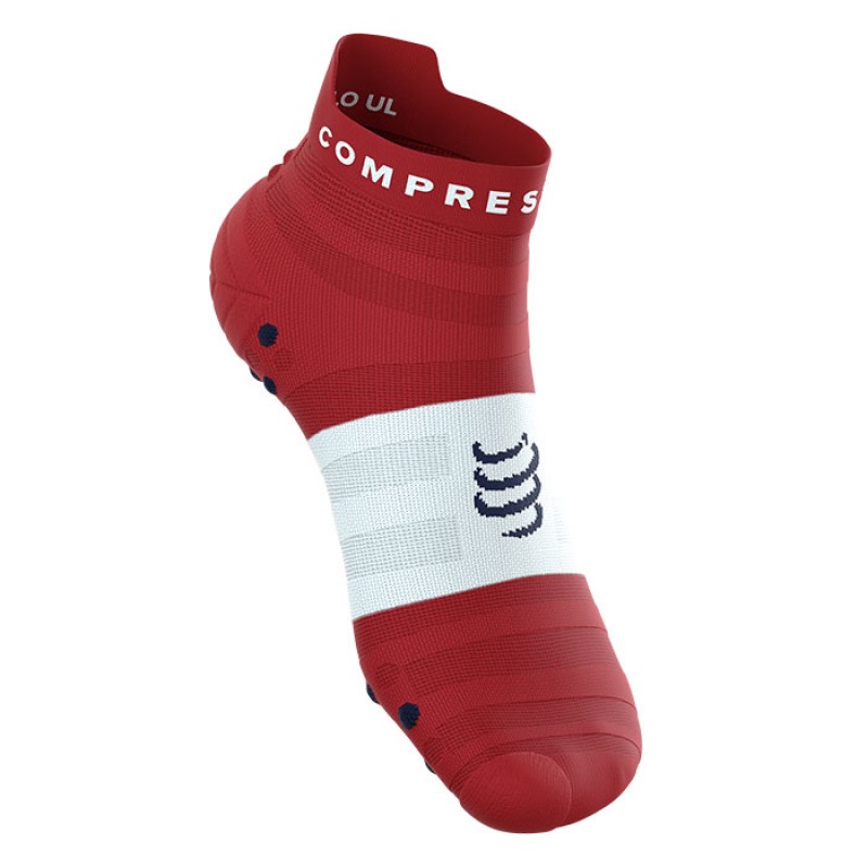 MEIAS PRO RACING SOCKS V4.0 ULTRALIGHT RUN LOW POMPEIAN RED/WHITE