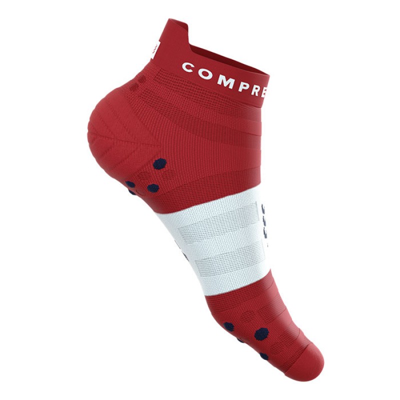 MEIAS PRO RACING SOCKS V4.0 ULTRALIGHT RUN LOW POMPEIAN RED/WHITE