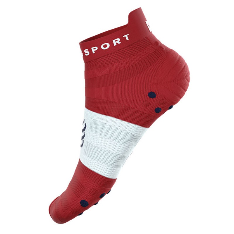 MEIAS PRO RACING SOCKS V4.0 ULTRALIGHT RUN LOW POMPEIAN RED/WHITE