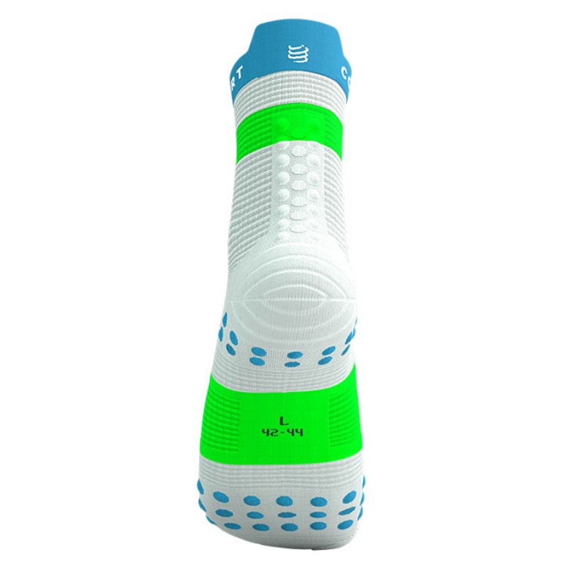 MEIAS PRO RACING SOCKS V4.0 RUN HIGH STAR WHITE/NORSE BLUE/NEON GREEN