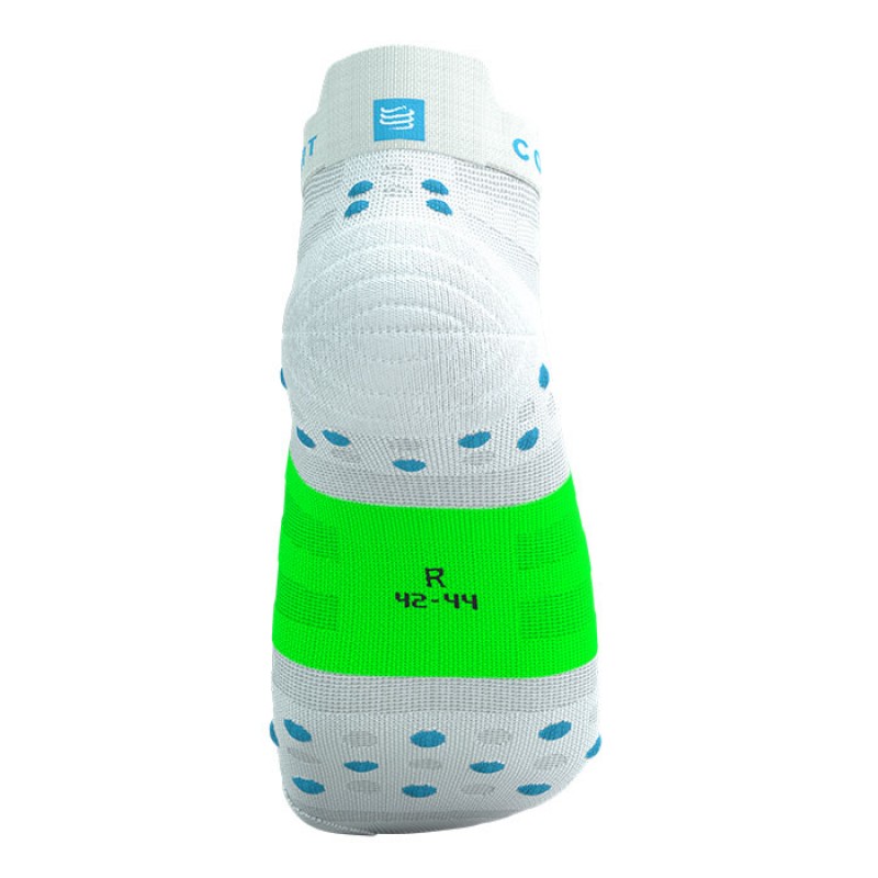 MEIAS PRO RACING SOCKS V4.0 ULTRALIGHT RUN LOW WHITE/NORSEBLUE/NEON GREEN