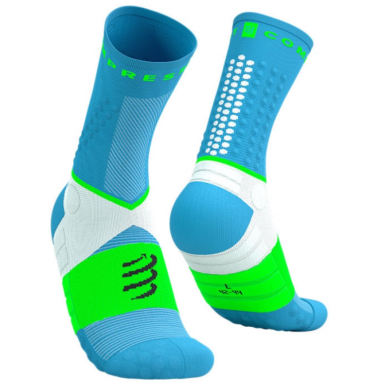 ULTRA TRAIL SOCKS  V2.0 NORSE BLUE/NEON GREEN